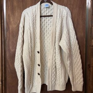 Men's Irish Cream Cable Knit Cardigan Sweater